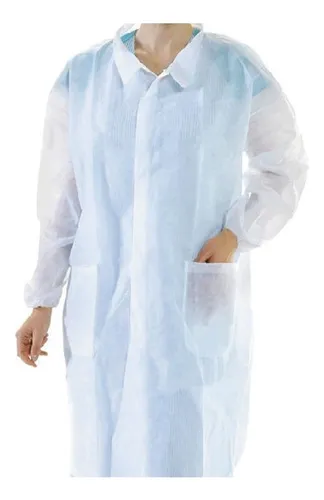 BATA DESECHABLE VISITANTE/LABORATORIO - COLOR BLANCO CON VELCRO 