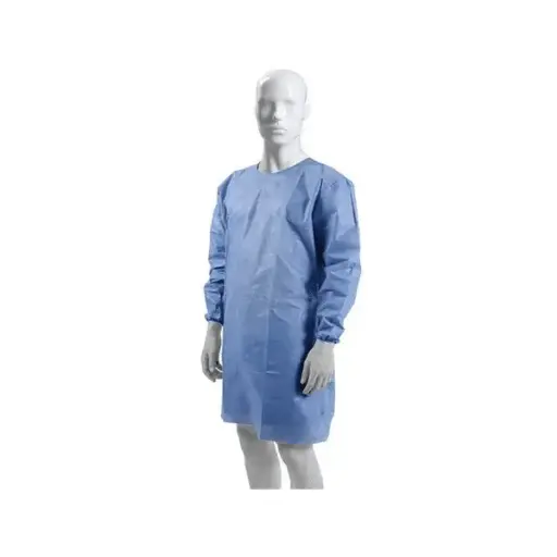 BATA CIRUJANO MANGA LARGA RESORTADA - AZUL (DESECHABLE NO ESTERIL) 